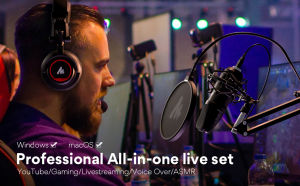 MAONO A04H USB Microphone with Studio Headphone Set 192kHz/24 bit Vocal Condenser Cardioid Podcast Mike for  Windows