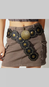 Dây lưng bản rộng Cho Phụ Nữ Grommet Thắt lưng dây chuyền Đĩa Chuỗi Chuỗi đeo bụng Cho Ăn Mặc Phương Tây thắt lưng phong cách retro Eo Chuỗi