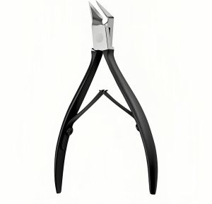 Professional Ingrown Toenail Clippers - 120 ° Angled Stainless Steel Nail Clippers for Thick/Hard Nails Double Spring Design Precise Groove Trimming Tool for Diabetics & Home Pedi (Black)