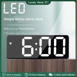 Alarm Clock Plastic LED Digital Night Light Thermometer Temperature Display Mirror Decor Useful
