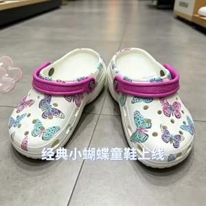 Crocs Childrens hole shoes eva Non-slip classic butterfly-style closed-toe sandals for boys and girls