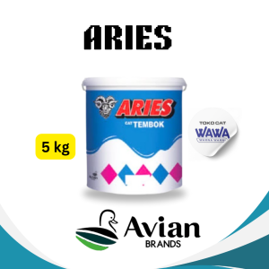 cat tembok aries standar kemasan 5 kg warna putih dan tinting