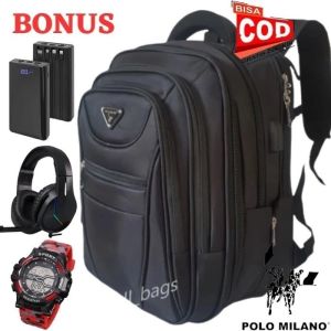 ( FREE 3 HADIAH ) TAS POLO MILANO 20 inch Ransel Kerja Tas sekolah Kunci Usb Port 0RIGINAL Tas Polo Pria Wanita termurah dan terlaris no1 + Raincover