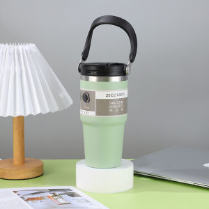 Tumbler With Handle 600/890ml Stainless Steel Double Layer Insulated Thermos Flask Water Bottle 304 Stainless Steel Handheld Thermos Insulated Vacuum Tumbler Double Drink Hot or Cold Mugatar Bottle890ML冰霸杯