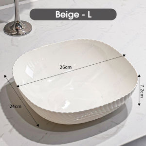 ODOROKU Modern Creative Stylish Large Fruit Bowl/ Basket Food Grade Wave Design Multifunctional Decorative Plastic Fruit Holder Stand Storage Baskets for Countertop Grey Beige Transparent