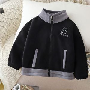 Hobibear 2025 Trẻ Em Mới Mùa Thu Mùa Đông Áo khoác lông cừu ấm áp Với Đứng Cổ Áo Và Thêu Zip-up Thiết Kế