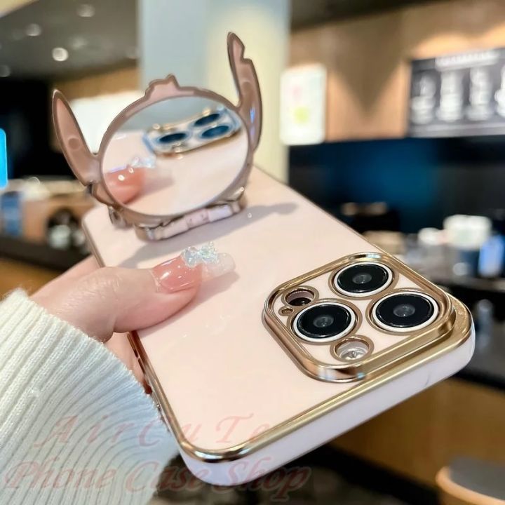 Soft%20Case%20Oppo%20A53%20A53s%20A33%204G%202020%20Silicon%20Dudukan%20Miror%20Cute%20Stich%20Plating%20Handphone%20-%20Image%205