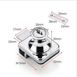 กุญแจล็อค กลอนล็อคประตูกระจก Single glass ใช้กับ กุญแจล็อคกระจก แบบไม่ต้องเจาะ ใช้หนีบ ทั้งบานเดี่ยว - บานคู่ พร้อมกุญแจ กระจกบานเปลือย 6-8มม.
