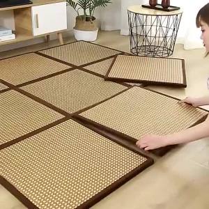 Comfort Floor Mat - Rattan Carpet Summer Sleeping Foldable Cooling Rattan Summer Floor for Bedroom Living Room Office and Everyday Use Easy to Store Easy to Use Practical Design
