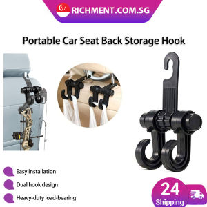 【✅SG Brand】RICHMENT Universal Car Seat Headrest Multi-Function Hook Organizer Heavy Duty Backseat Hanger for Handbags Shopping Bags Umbrellas & Accessories Strong Load Bearing Easy Install