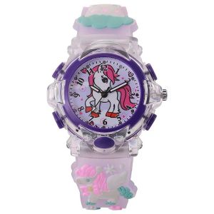 Sanrio Kuromi Cinnamoroll Girls Watch with Glowing Light 3D Silicone Strap Cartoon Analog Quartz Wristwatch