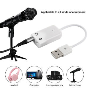 godessing USB 2.0 To Jack External USB Sound Card 3D Audio Headset Microphone Earphone 7.1 Channel 5HV2 Adapter For Laptop