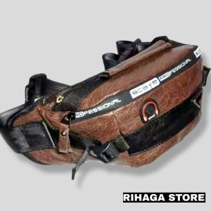 Rihaga Tas Pria Waistbag Profesional Kulit Sintetis Lubang Usb Elegan Murah