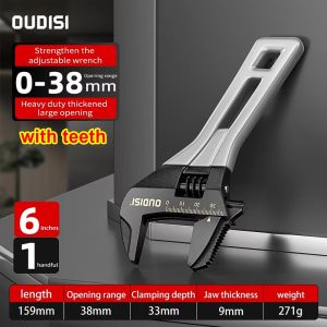 INNEED 1Pcs Mini Universal Spanner 5/6/8 Inch Steel Short Handle Tool Household Large Open Adjustable Wrench For Bathroom Pipes