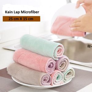 CLAUREIN Kain Lap Anti Minyak Bahan Coral Fleece Serbaguna Serap Air Dish Towel Dapur