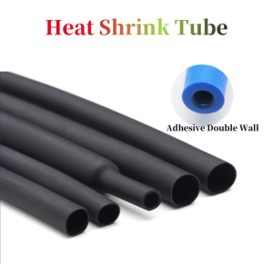 1-5M Black Heat Shrink Tube Adhesive Double Wall Heat Shrinkable Sleeve Environmental-Friendly Insulation 3 Times Shrinkage Thickening and Wear-Resistant