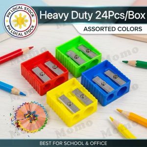 MOMO 24pcs/box Value Pack Dual Hole Pencil Sharpener School Supplies Sharp Blade Durable Sturdy Case for Students Stationery Set Back to School 2026 Mura Sulit Deals Manila Ready Stock COD Fast Shipping High Quality New PH