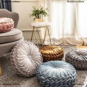 [COD] Wisdom-offere Light Luxury Solid Color Dutch Velvet Pumpkin Sofa Pillow Hand Sewn Wheel Shape Chair Waist Pillow Cushion