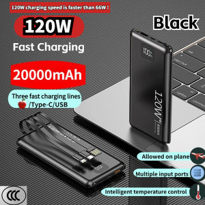 Power Bank 100000mAh/20000mAh 66W Super Fast Charge With 3 Cable Powerbank LED Display Big Battery Fast Charging