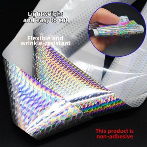 MUMU 2Pcs Transfer Foil 4X50CM Silver Holographic Decal Holographic Finish Stamping Foil Fishing Lure