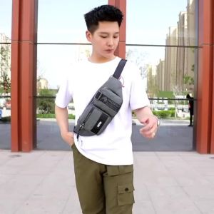 HAOSHUAI New Mens Casual Outdoor Travel Water Resistant Nylon Chest Waist Bag