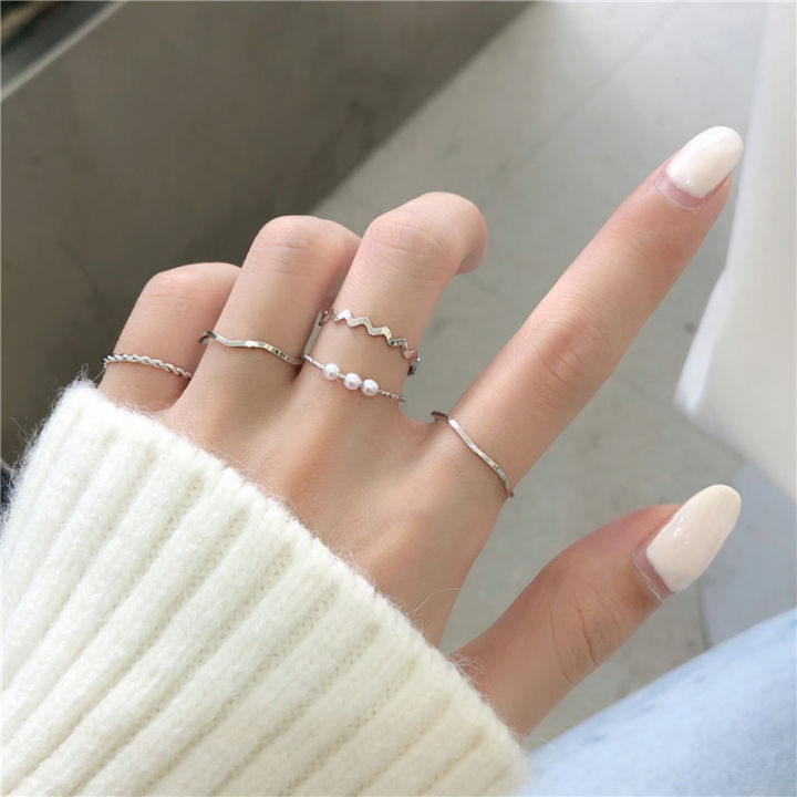 Korea 5PCS/Set Simple Fashion Jewelry Thin Ring