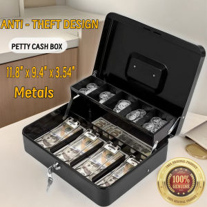 Cash Box with Money Tray and Key Lock Money Box Safe Locking Money Saving Lock Box