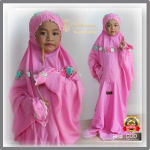 Mukena Anak Terusan Bordir Mukena Lajuran Remaja Mukenah Remaja Adem Teratai Series Kids by Malaikamoza