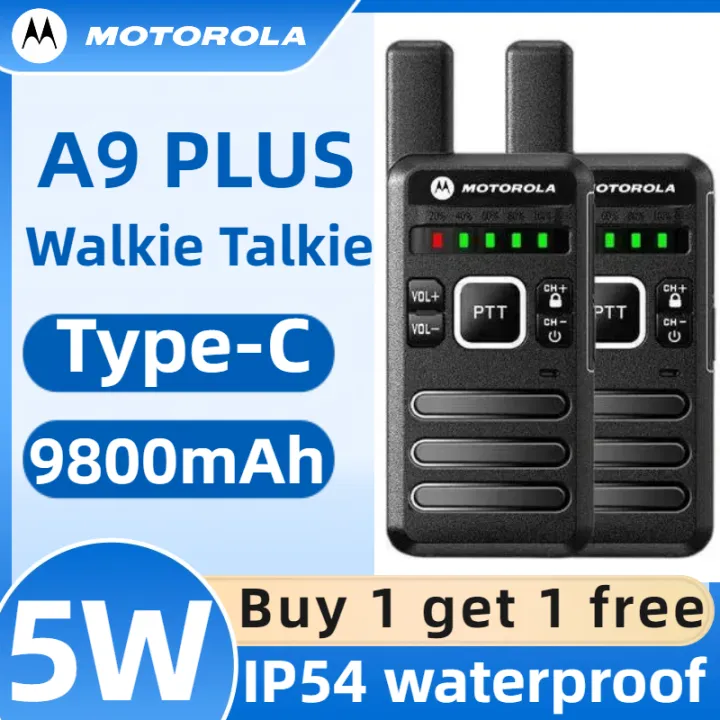 Motorola Walkie Talkie A9 Plus 2PCS Long Range 10KM UHF 400-470Mhz 5Watt 16Channels High-Capacity 9800mAh Two Way Radio