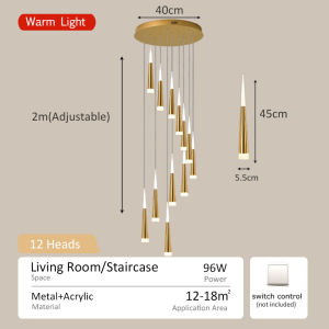【DARA】Chandelier Modern Led Chandeliers Ceiling Light Long Pendant Light Drop Lighting Stairway Lighting Hanging Light For living room