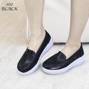 NEW Sepatu Kulit real Slip-On Import  Wanita LC Shoes W102 Import  Sepatu Wanita KulitAsli  Slip On Wanita Terkeren (+Box) Import