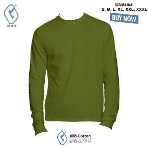 kaos polos hijau army combed 30s longsleeve / baju distro polos panjang