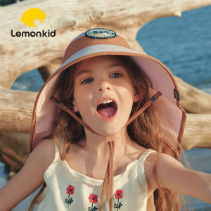 Lemonkid Children‘s Wide Brim Sunhat Back Neck Shawl Against Sunburt Half-empty Cap Block UV Hat Boys and Girls LK2240082