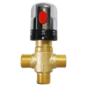 RGFV 3Way Thermostatic Mixing Valve Hot and Cold Control Solid Brass Temperature Control Valve Temperature Mixer Anti-Scald Shower System Valve Shower System