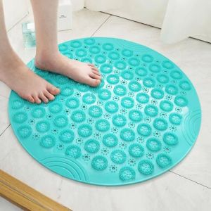LLCY Waterproof Shower Mat TPE Round Bathroom Mat Versatile Non Slip Foot Massage Mat for Bathroom