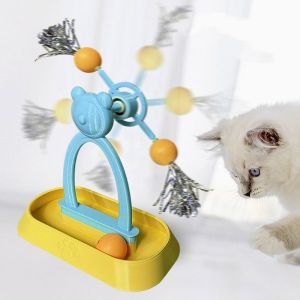 GBDSVD Scratch Resistant Cat Carousel Ball Toys Plastic Interactive Cat Interactive Ball Funny Bite Resistant Cat Stick Toys For Dogs Cats