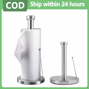 Stainless Steel Paper Towel Holder One-Handed Tear Standing Tissue Holder Perfect Modern Design for Kitchen Keep Kitchens Countertop Tidy Kitchen Napkin Roll Dispenser Stand