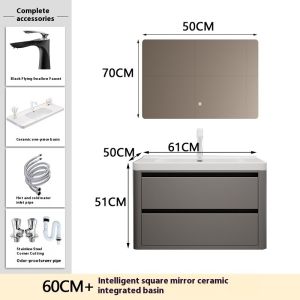 [CozyNest ]Solid Wood Inligent Waterproof Bathroom Cabinet Large Capacity Storage + Integrated Bathroom Mirror Cabinet