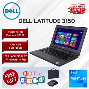 Dell Latitude 3150 Laptop Intel Pentium 4GB RAM 128GB SSD 11.6 Inch Screen Display Work Office Student Windows 10 Pro