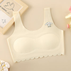 Cute Cartoon Bunny Design Breathable Seamless Bralette for Teen Girls with Soft Cotton Padding and Comfortable Fixed Straps