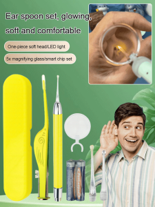 Lighted Glow Ear Spoon Set Safe Ear Cleaning Kit For Babies Earwax Removal Tweezers With Light-up Ear Spoon