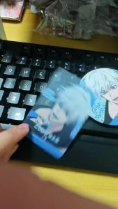10Pcs/Anime Jujutsu Kaisen Transparent card Gojo Satoru 75mm Pin Cosplay Badge with case Tinplate Brooch Prop