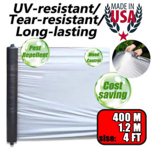 Heavy Duty Mulch Film 40μx400m - 3 Sizes UV Stabilized Weed Control Typhoon-Proof - Fast Shipping Silver Black Plastic Mulch 40 Microns 4ft 1.2m 400 Meters 30 Microns Made in USA