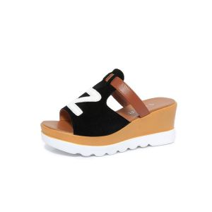 [Free Shipping] New Summer Collection: WomenS Wedge-Heeled Sandals With A Platform Sole Featuring A Mid-Heel A Single-Strap Design And A Thick High Heel