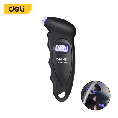 Deli เครื่องวัดความดันลมยางแบบดิจิตอล เกจวัดแรงดันลมยางรถยนต์ดิจิตอล จอLCD แบบดิจิตอล Tire pressure gauge