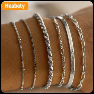 【2-3 days delivery】 6Pcs Fashion Chain Link Bracelets Set For Women Metal Snake Chain Twist Cuban Bracelet Punk Jewelry Gifts