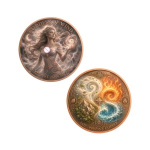 【discount store】Four Elements Goddess 1oz .999 Fine Copper Commemorative Coin Water Earth Fire Wind Colorful Printed Coin Collectible Gift