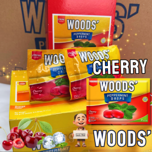 WOODS’ Peppermint Lozenges – Herbal Candy for Throat Relief – 6 Flavours + Sugar-Free – 1 Carton (18 Boxes x 15 Sachets x 12g) – Halal & Trusted Australian Brand