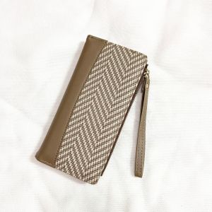New braided leather stitching wawllet Womens Ultra-Thin Long Wallet with Card Slots