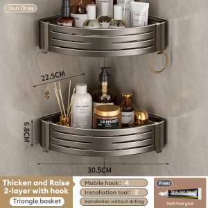 KEVE No Drill Corner Shelf Bathroom Organizer Rack Wall Organizer Bathroom Shelf Toilet Sshower Caddy Organizer